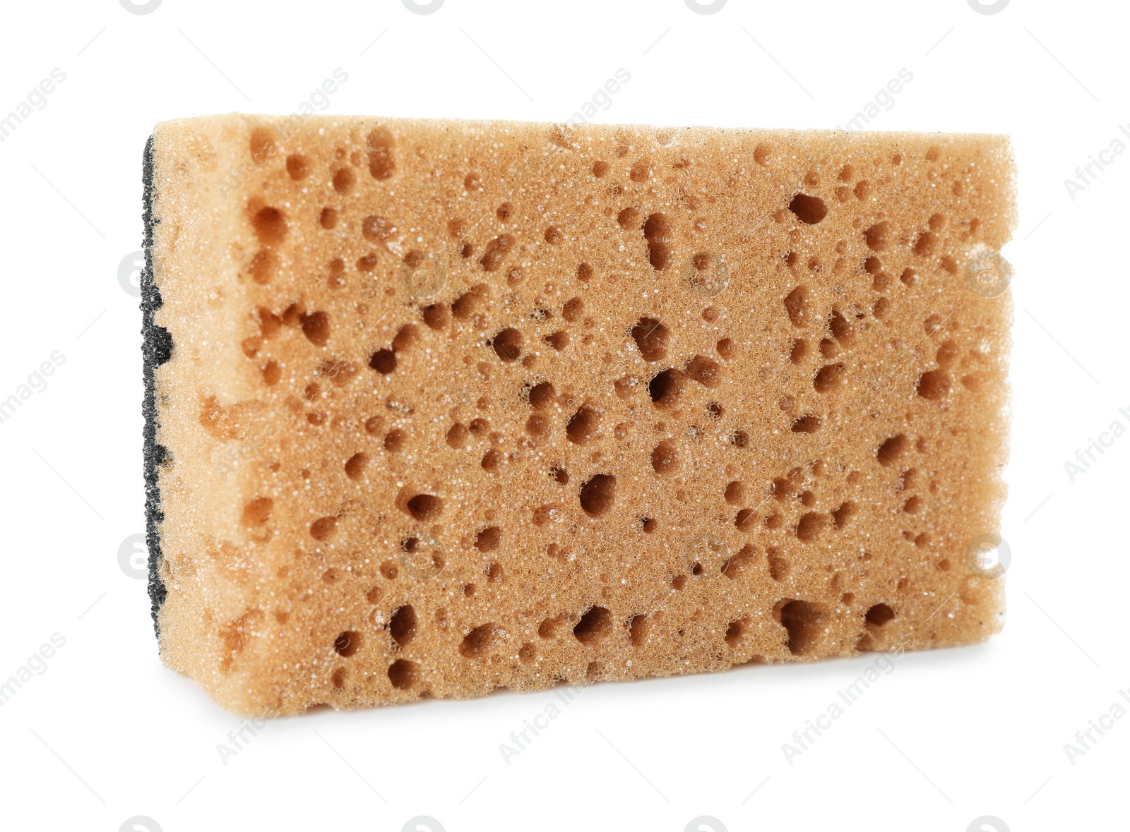 Photo of One soft sponge isolated on white. Cleaning supply