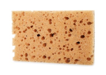 Photo of One soft sponge isolated on white. Cleaning supply