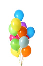 Photo of Bunch of colorful balloons on white background