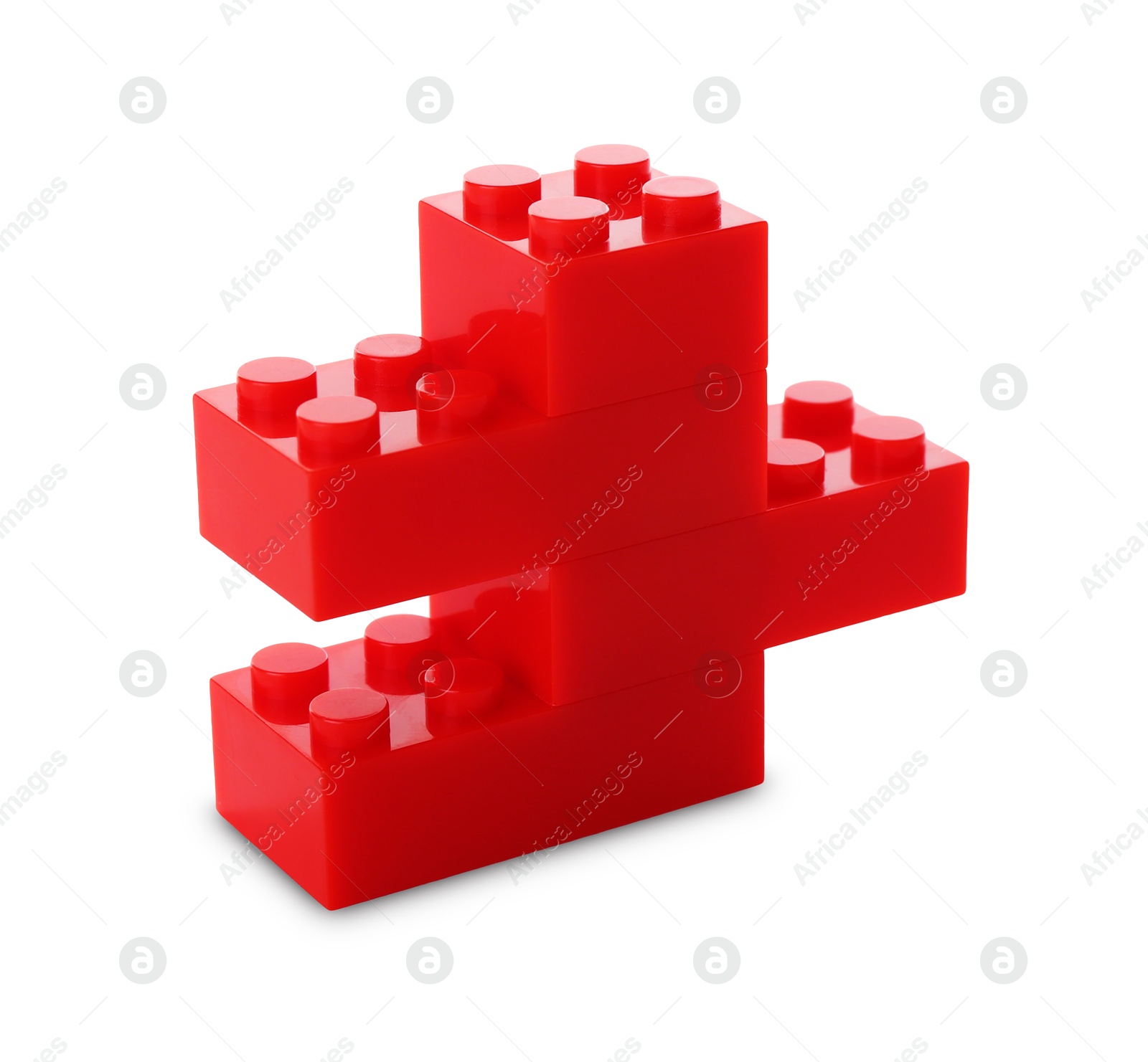 Photo of Construction toy. Figure made with building bricks isolated on white