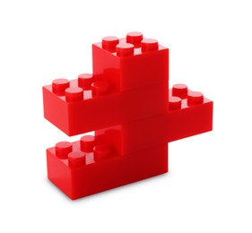 Photo of Construction toy. Figure made with building bricks isolated on white