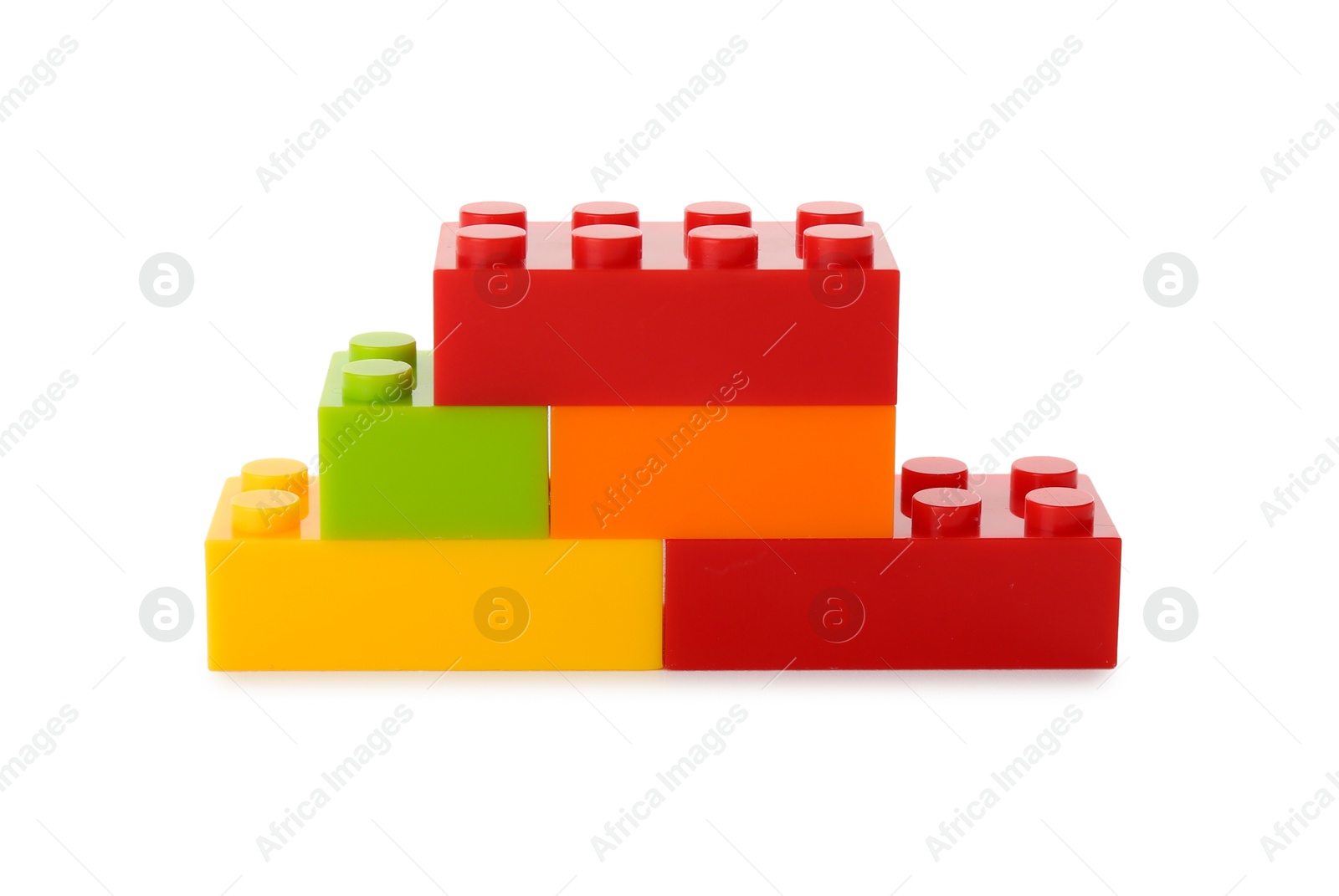 Photo of Construction toy. Figure made with building bricks isolated on white