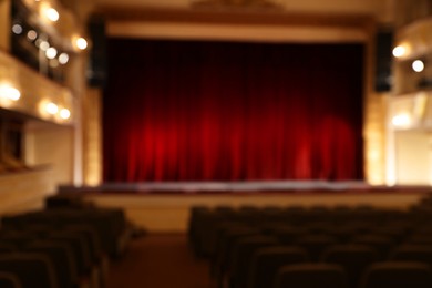 Photo of Theatre interior with stage and rows of comfortable seats