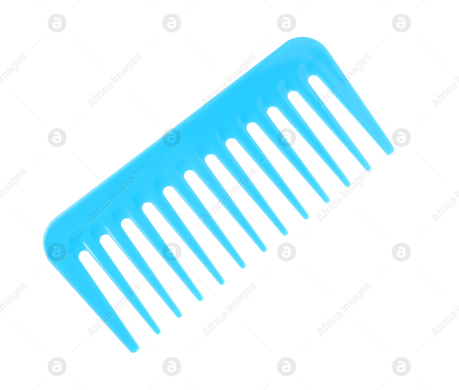 Photo of One light blue plastic comb isolated on white