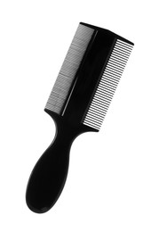 Photo of One black double sided comb isolated on white