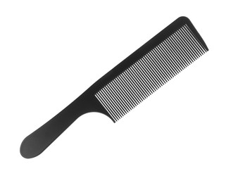 Photo of One black plastic comb isolated on white