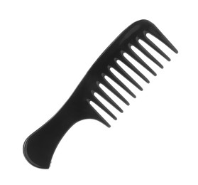 Photo of One black plastic comb isolated on white