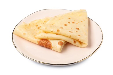 Photo of Delicious fresh folded crepes isolated on white