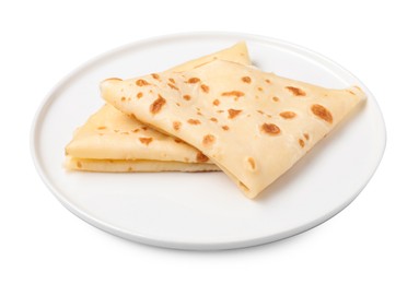 Delicious fresh folded crepes isolated on white