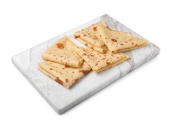 Photo of Delicious fresh folded crepes isolated on white