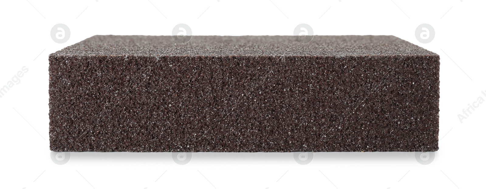 Photo of One brown sponge isolated on white. Cleaning supply