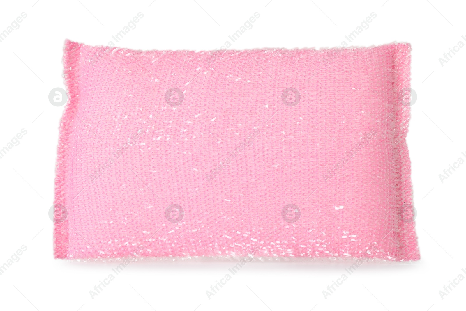 Photo of One lurex sponge isolated on white. Cleaning supply