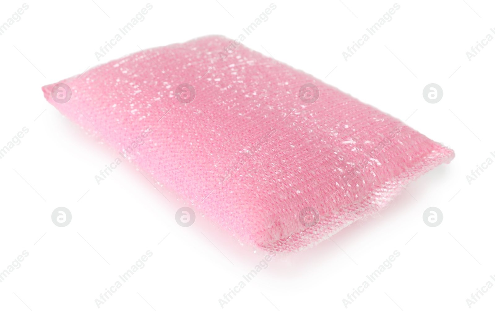 Photo of One lurex sponge isolated on white. Cleaning supply