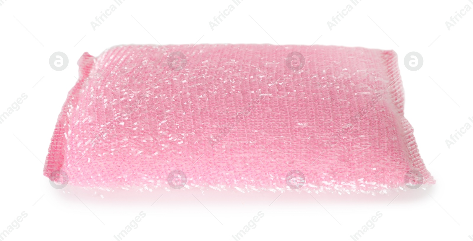 Photo of One lurex sponge isolated on white. Cleaning supply