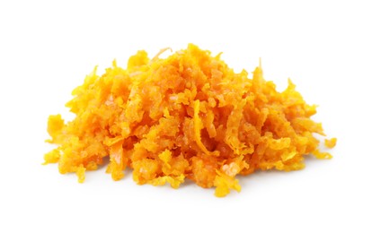 Fresh orange zest shavings isolated on white