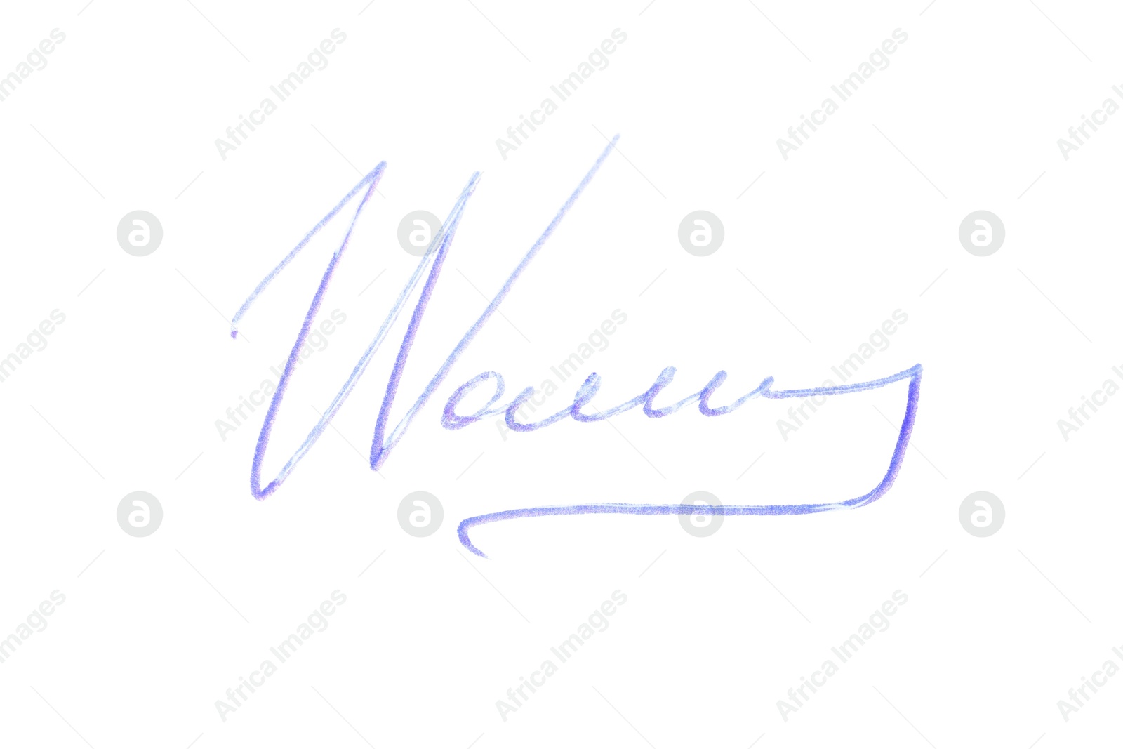 Photo of Beautiful signature made with pen isolated on white, top view