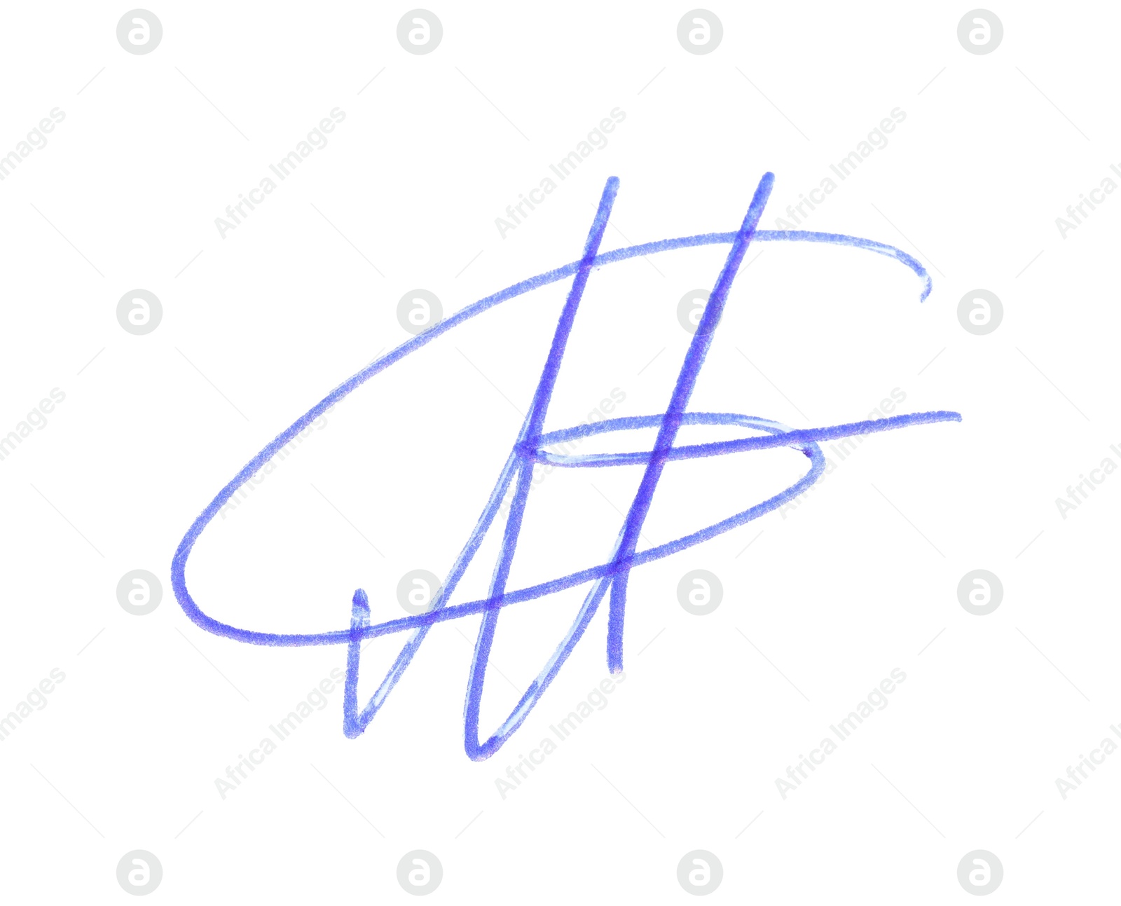 Photo of Beautiful signature made with pen isolated on white, top view