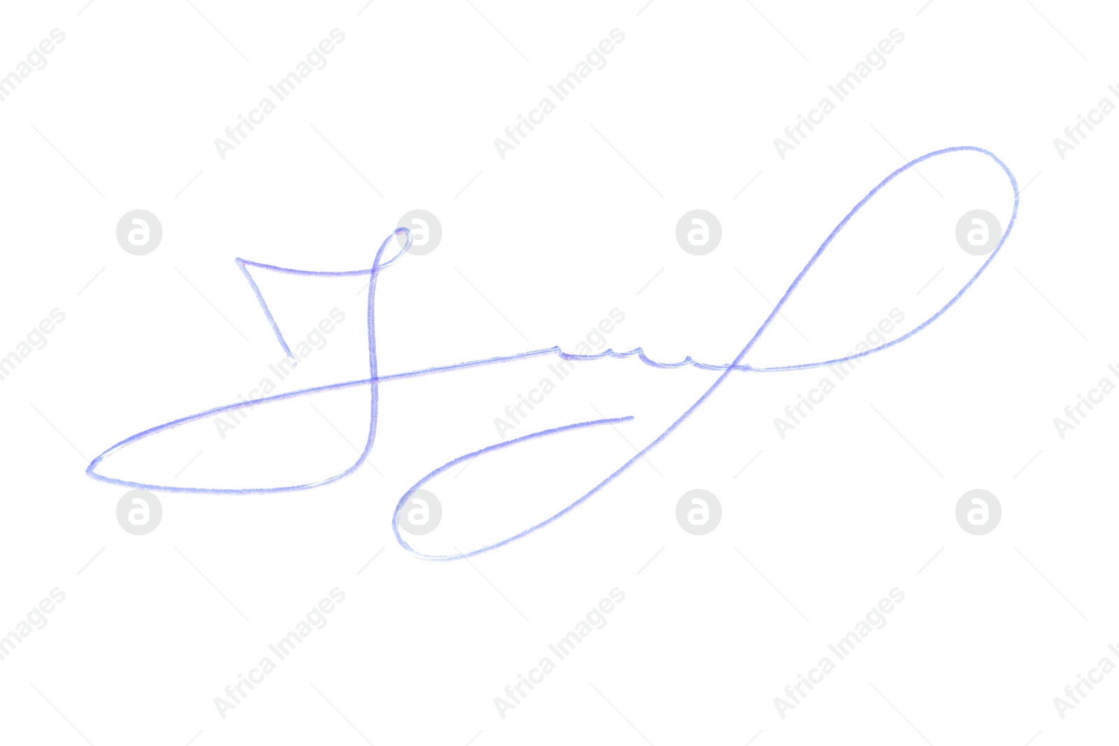 Photo of Beautiful signature made with pen isolated on white, top view