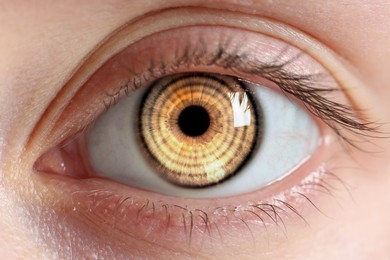 Image of Hypnosis. Spiral symbolizing hypnotic effect in woman's eye, closeup