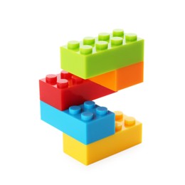 Photo of Construction toy. Figure made with building bricks isolated on white