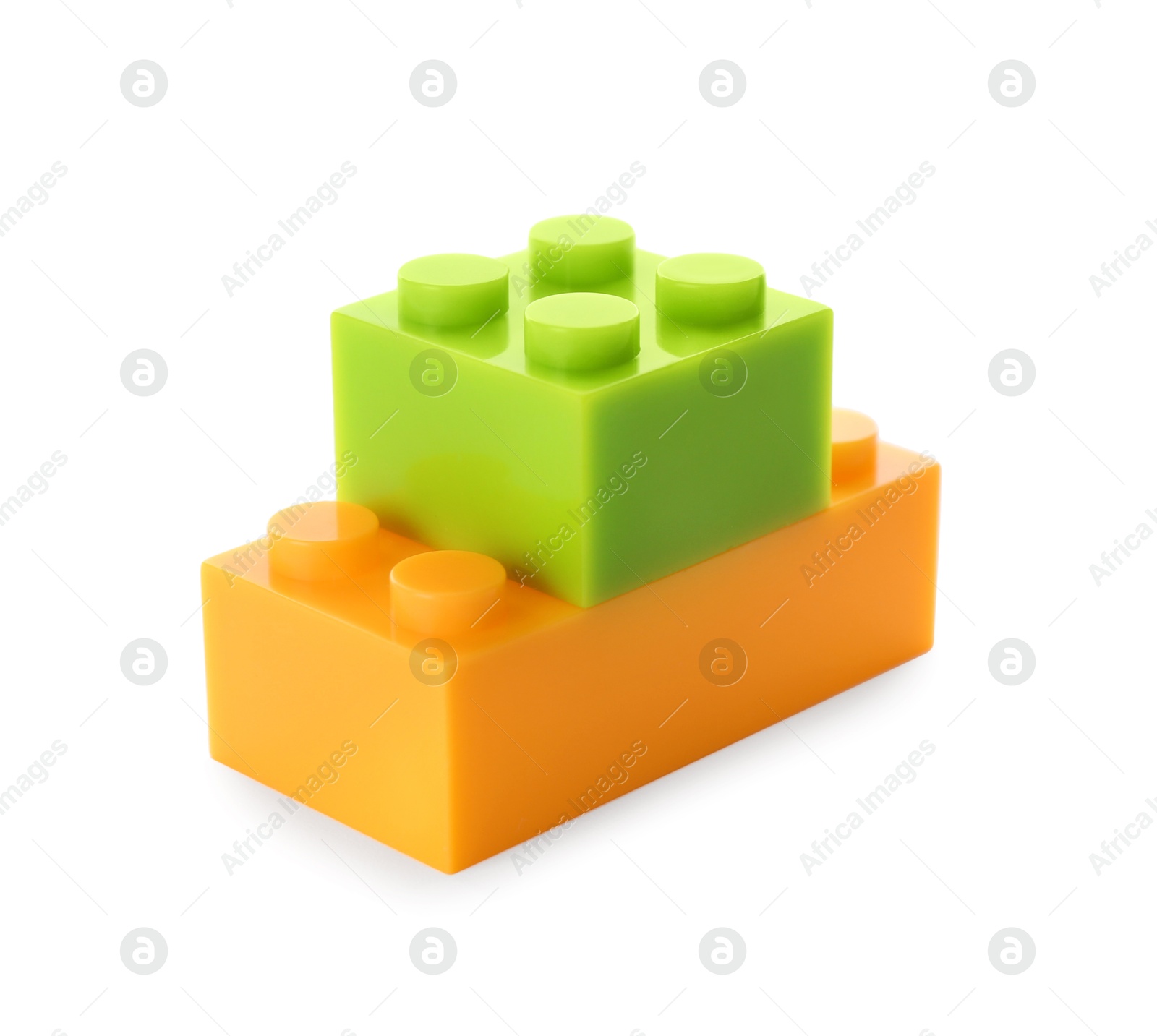 Photo of Construction toy. Figure made with building bricks isolated on white