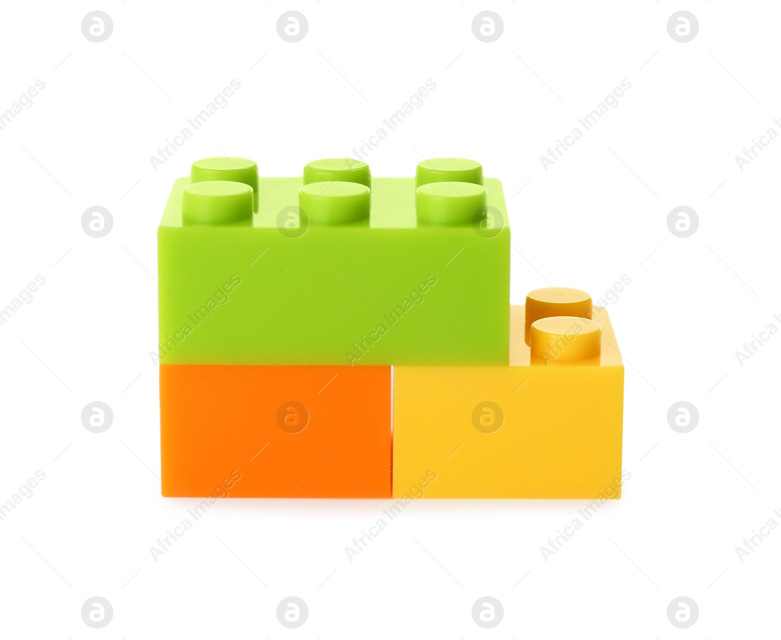 Photo of Construction toy. Figure made with building bricks isolated on white