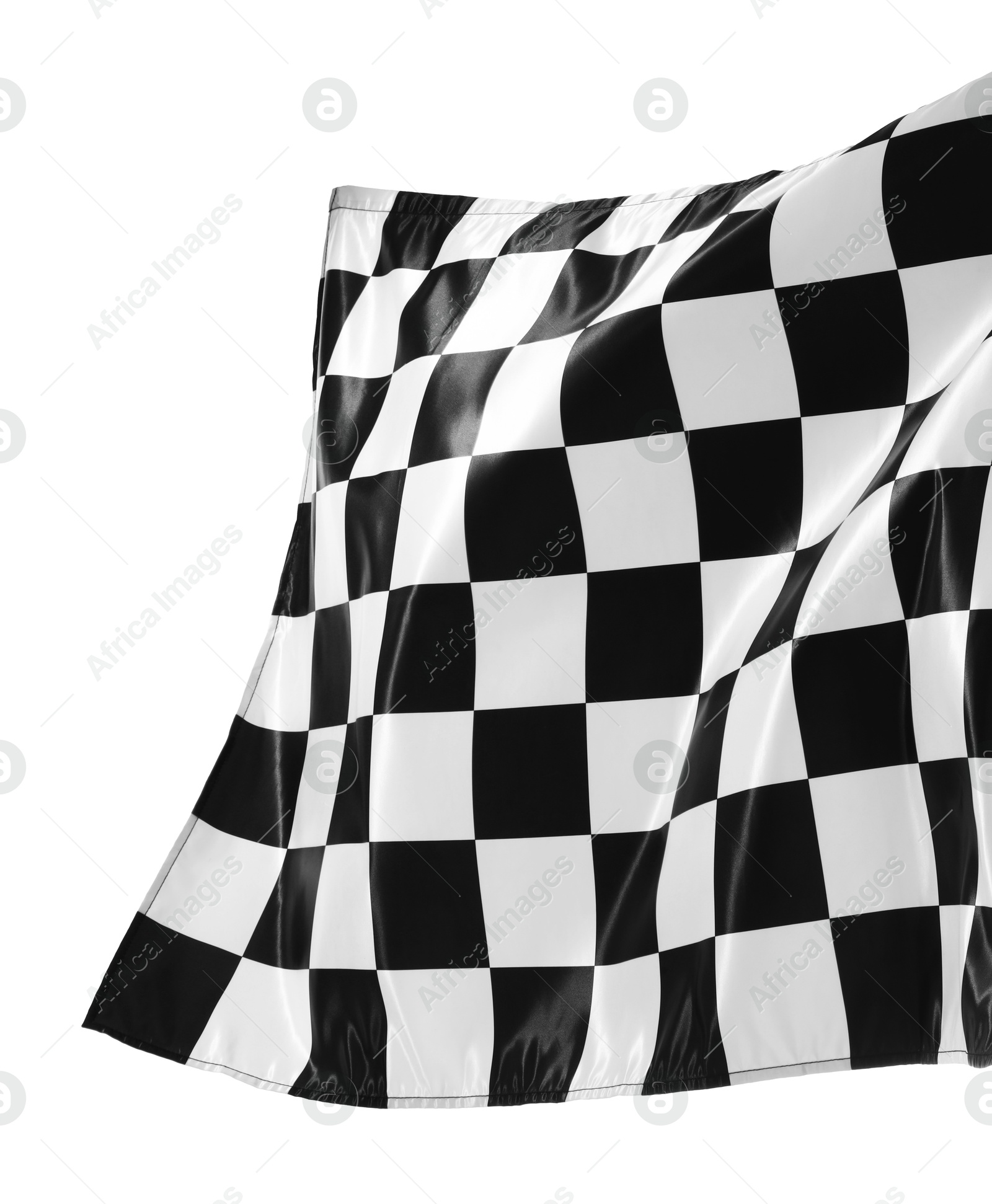 Photo of One racing checkered flag isolated on white