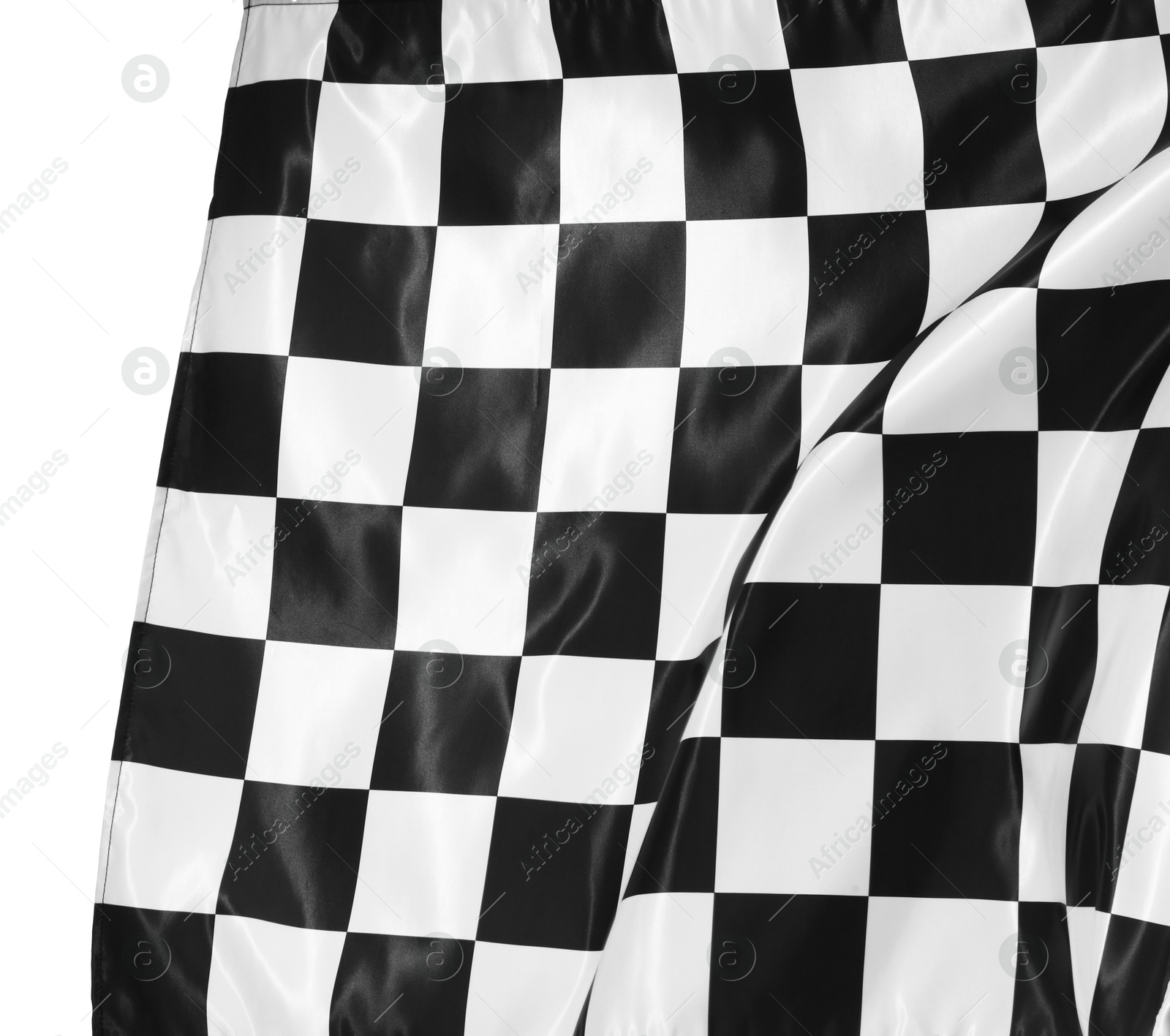 Photo of One racing checkered flag isolated on white