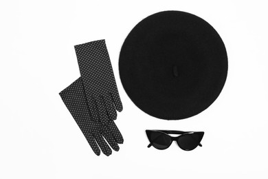 Photo of Stylish accessories on white background, flat lay