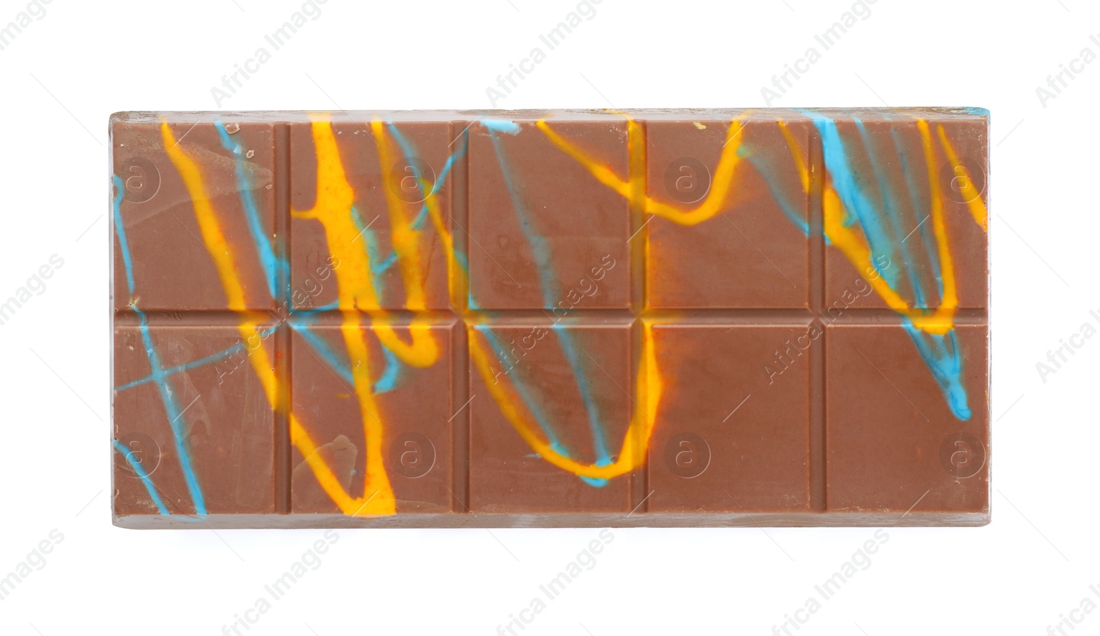 Photo of One Dubai chocolate bar with pistachio and knafeh isolated on white, top view