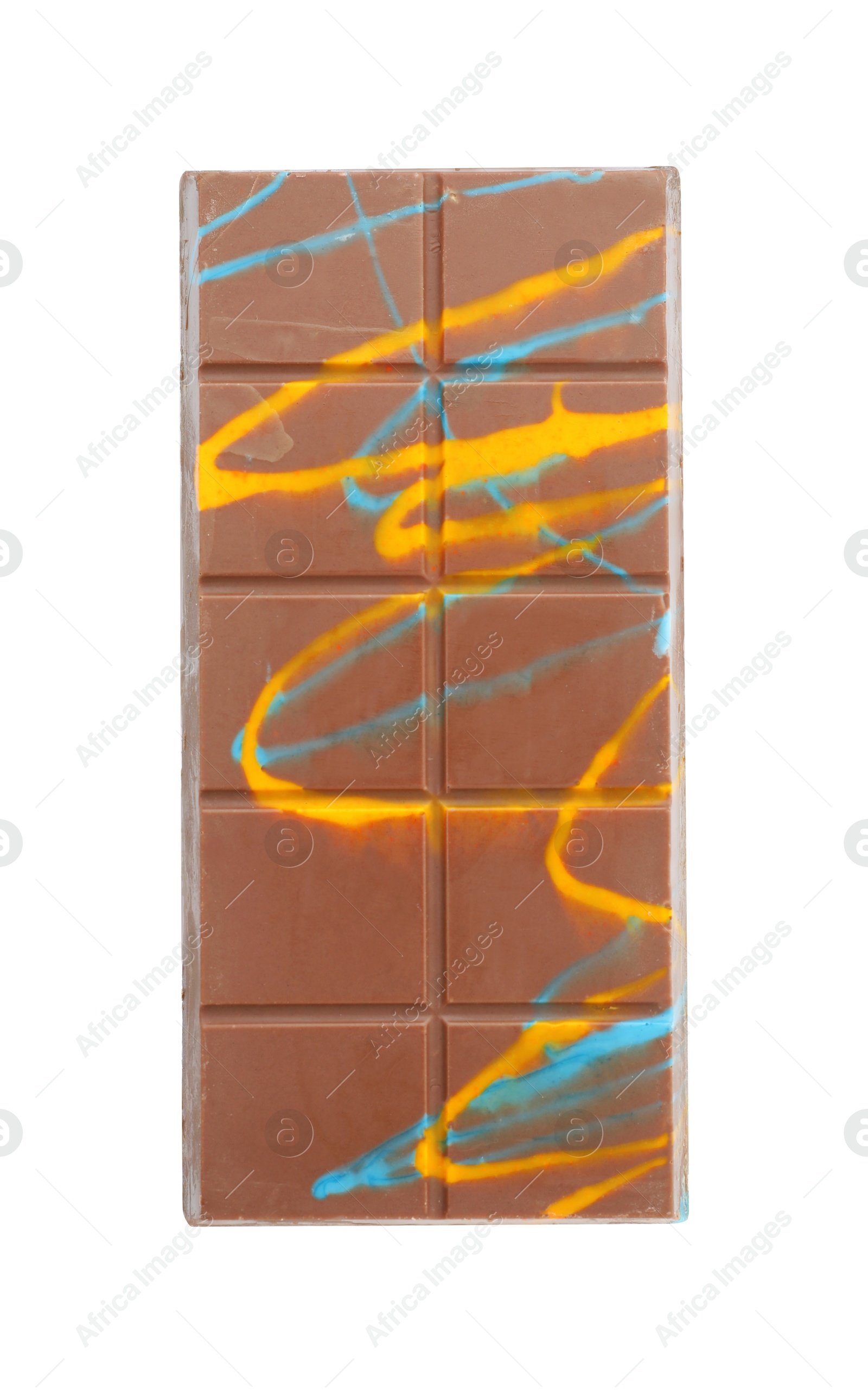 Photo of One Dubai chocolate bar with pistachio and knafeh isolated on white, top view