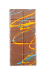 Photo of One Dubai chocolate bar with pistachio and knafeh isolated on white, top view