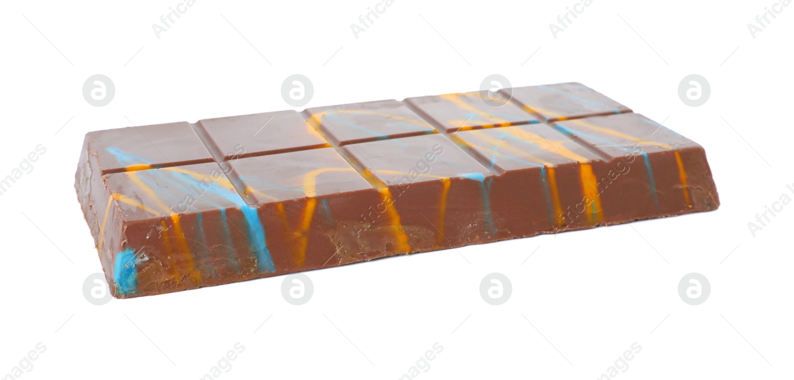 Photo of One Dubai chocolate bar with pistachio and knafeh isolated on white