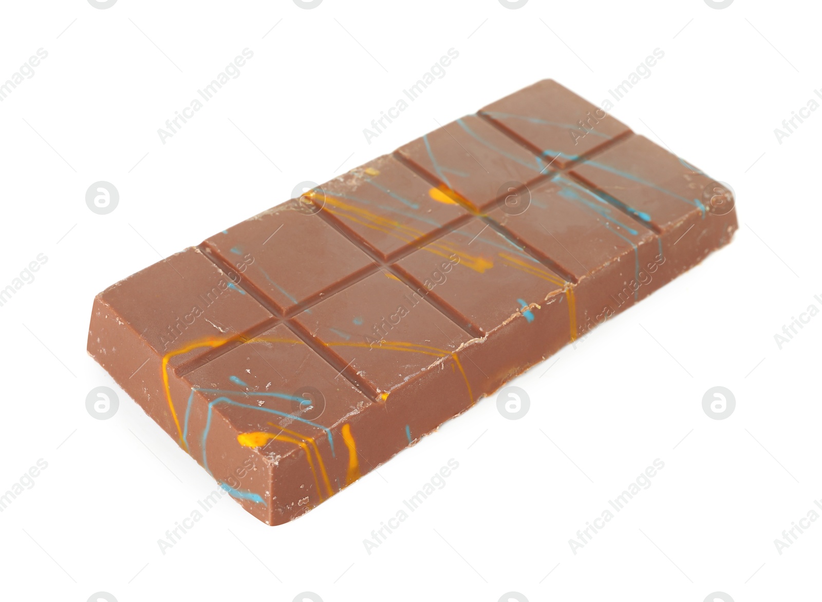 Photo of One Dubai chocolate bar with pistachio and knafeh isolated on white