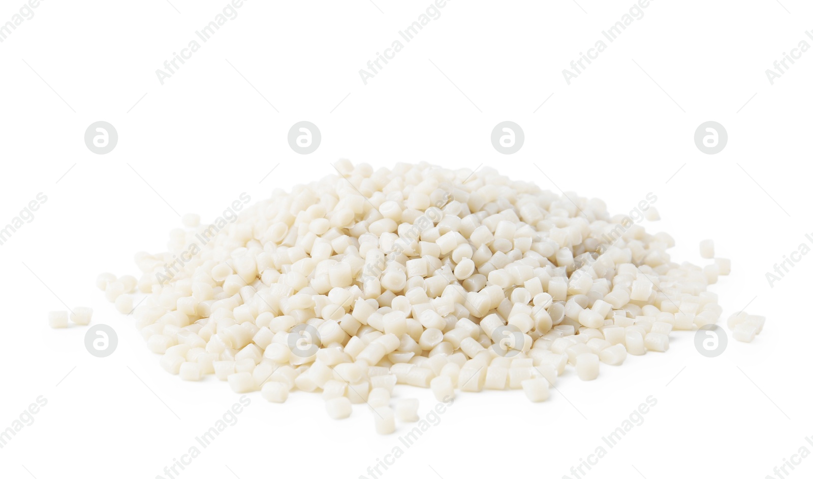 Photo of Pile of plastic granules isolated on white