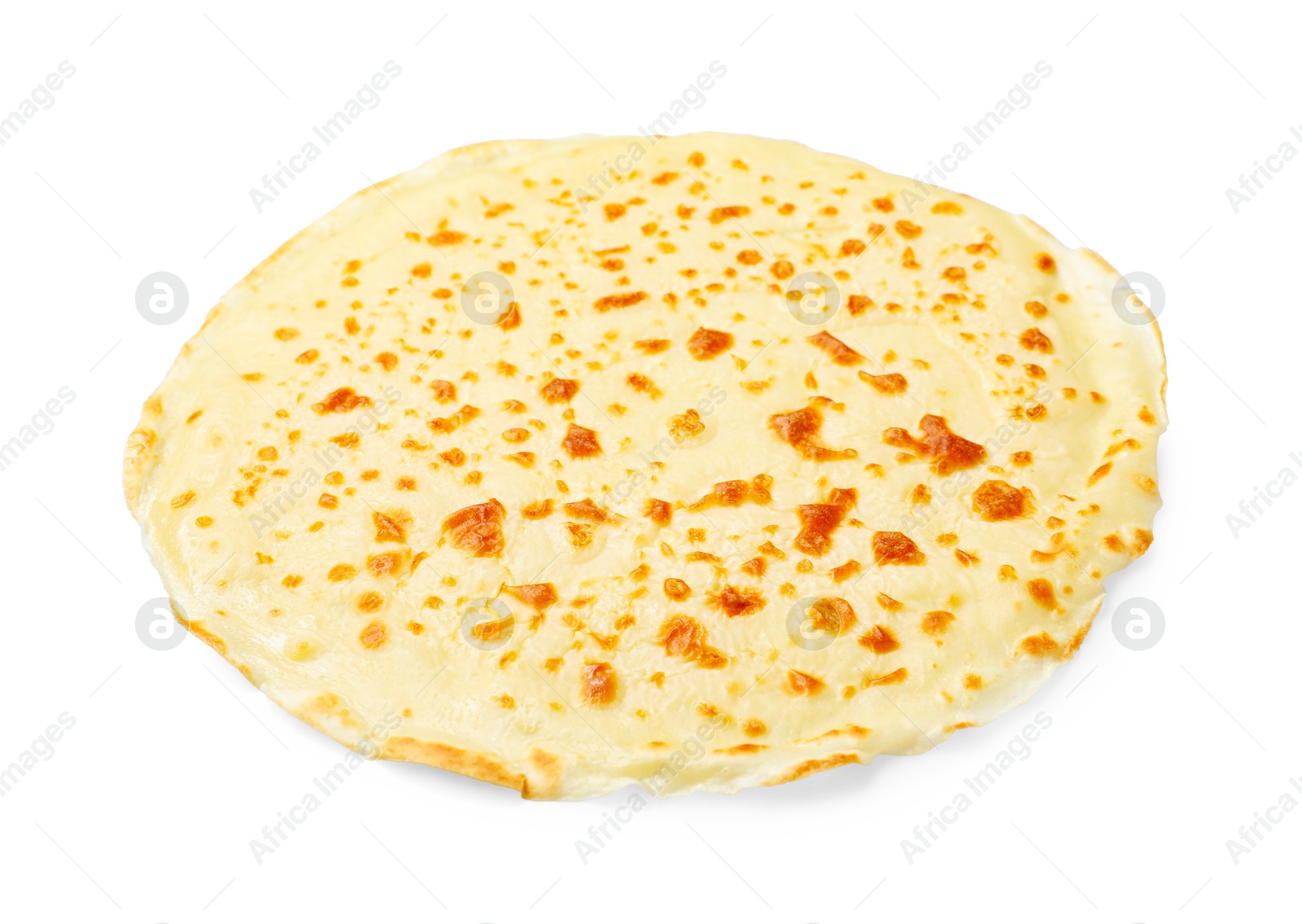 Photo of One delicious crepe isolated on white. French cuisine