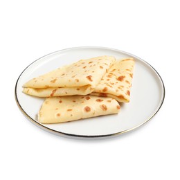 Photo of Delicious fresh folded crepes isolated on white