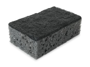 Photo of One grey sponge isolated on white. Cleaning supply