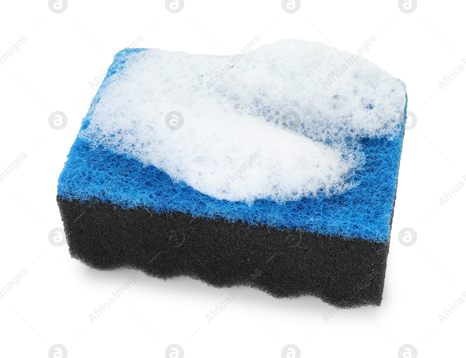 Photo of One sponge with foam isolated on white