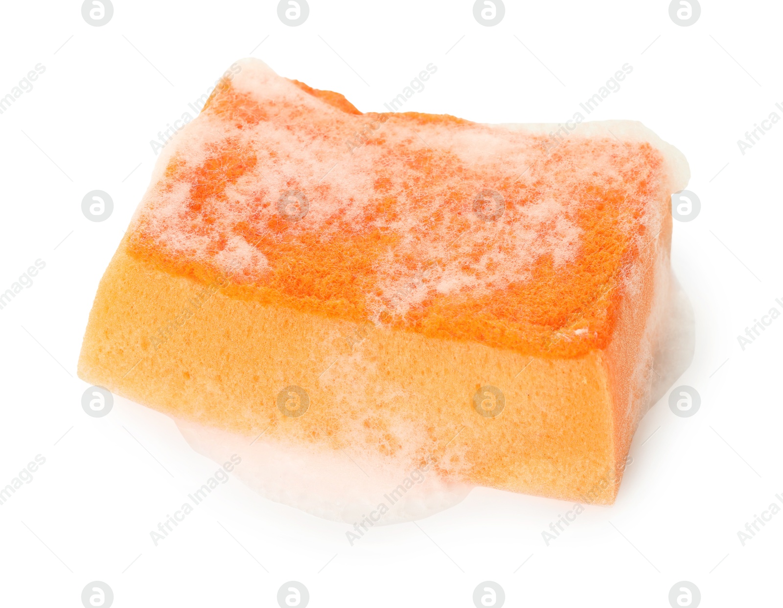 Photo of One sponge with foam isolated on white