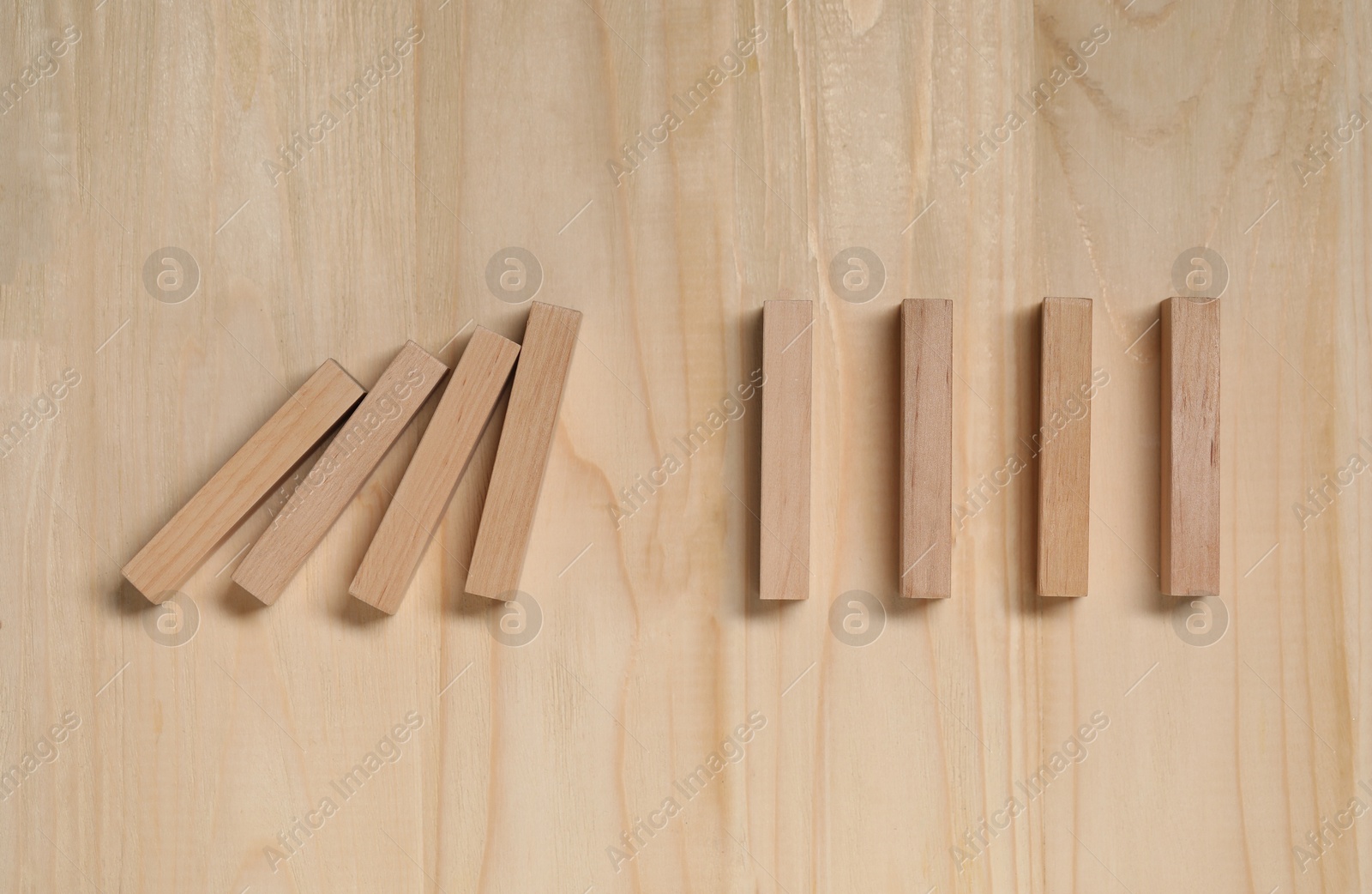 Photo of Many blocks on wooden table, flat lay