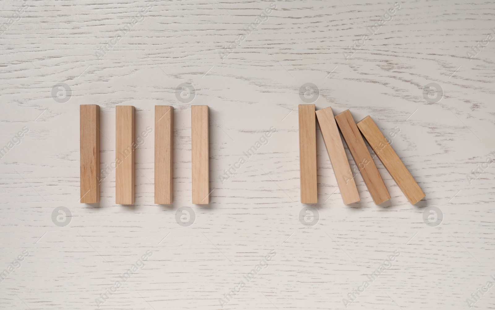 Photo of Many blocks on white wooden table, flat lay