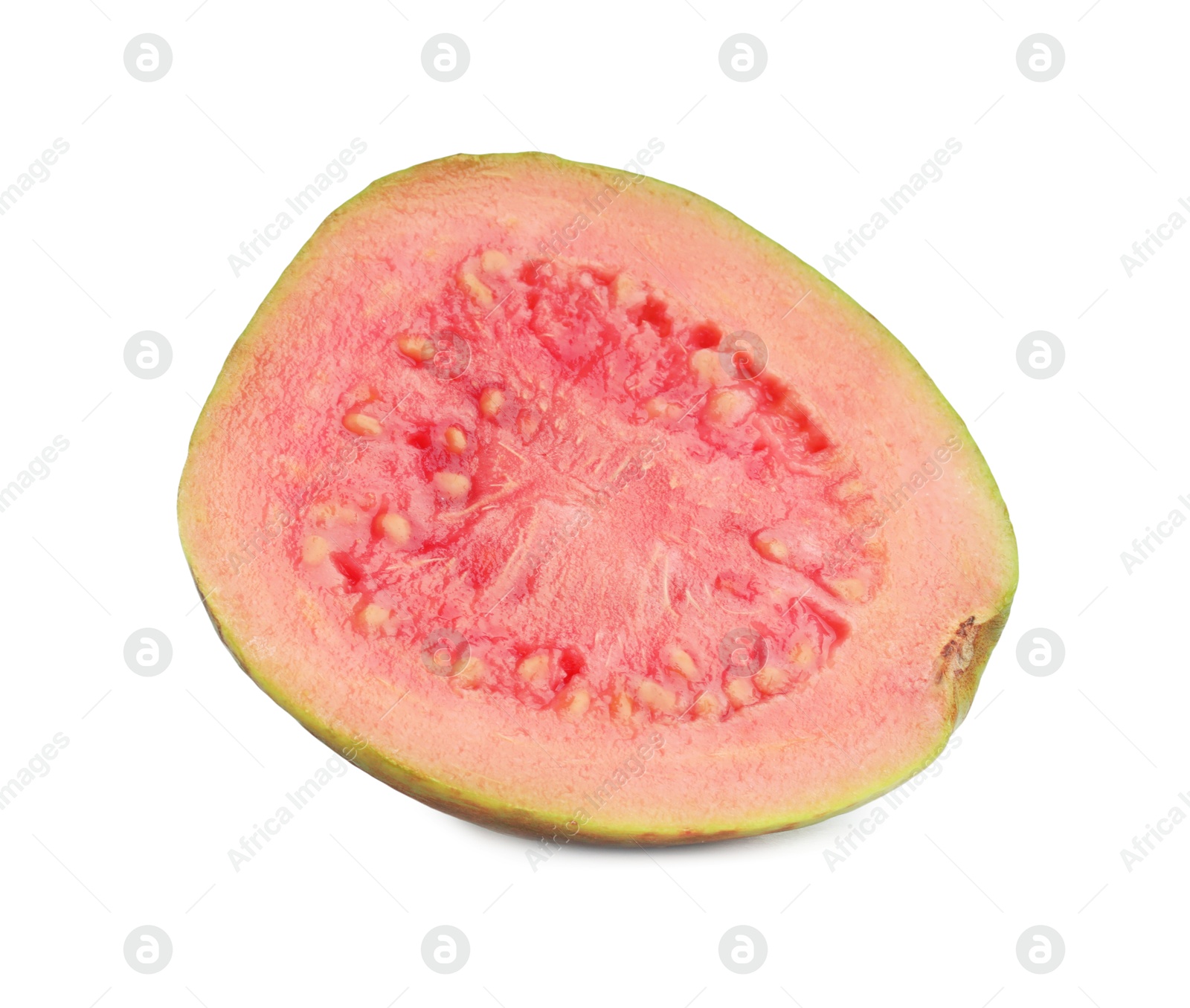 Photo of Half of fresh guava fruit isolated on white