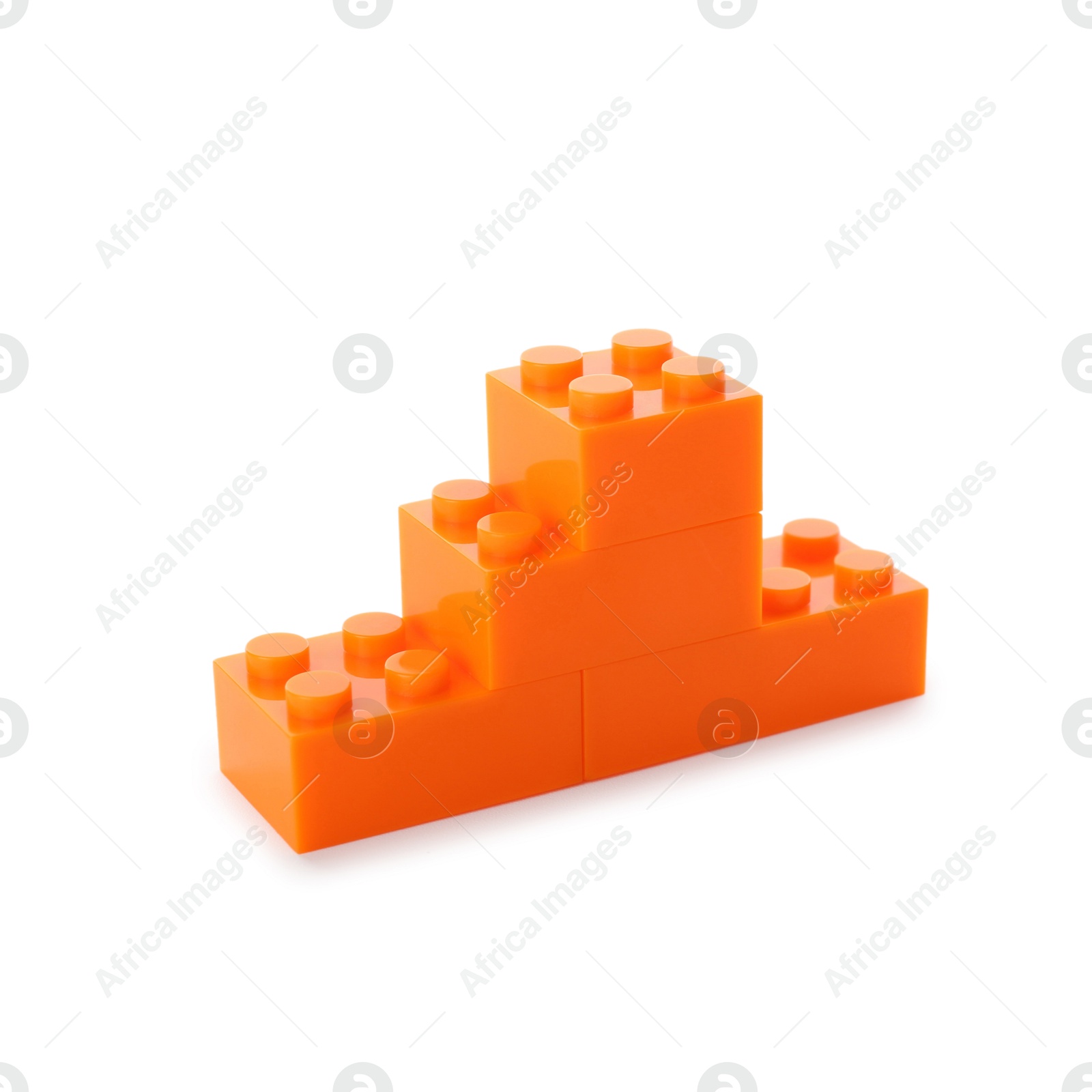 Photo of Construction toy. Figure made with building bricks isolated on white