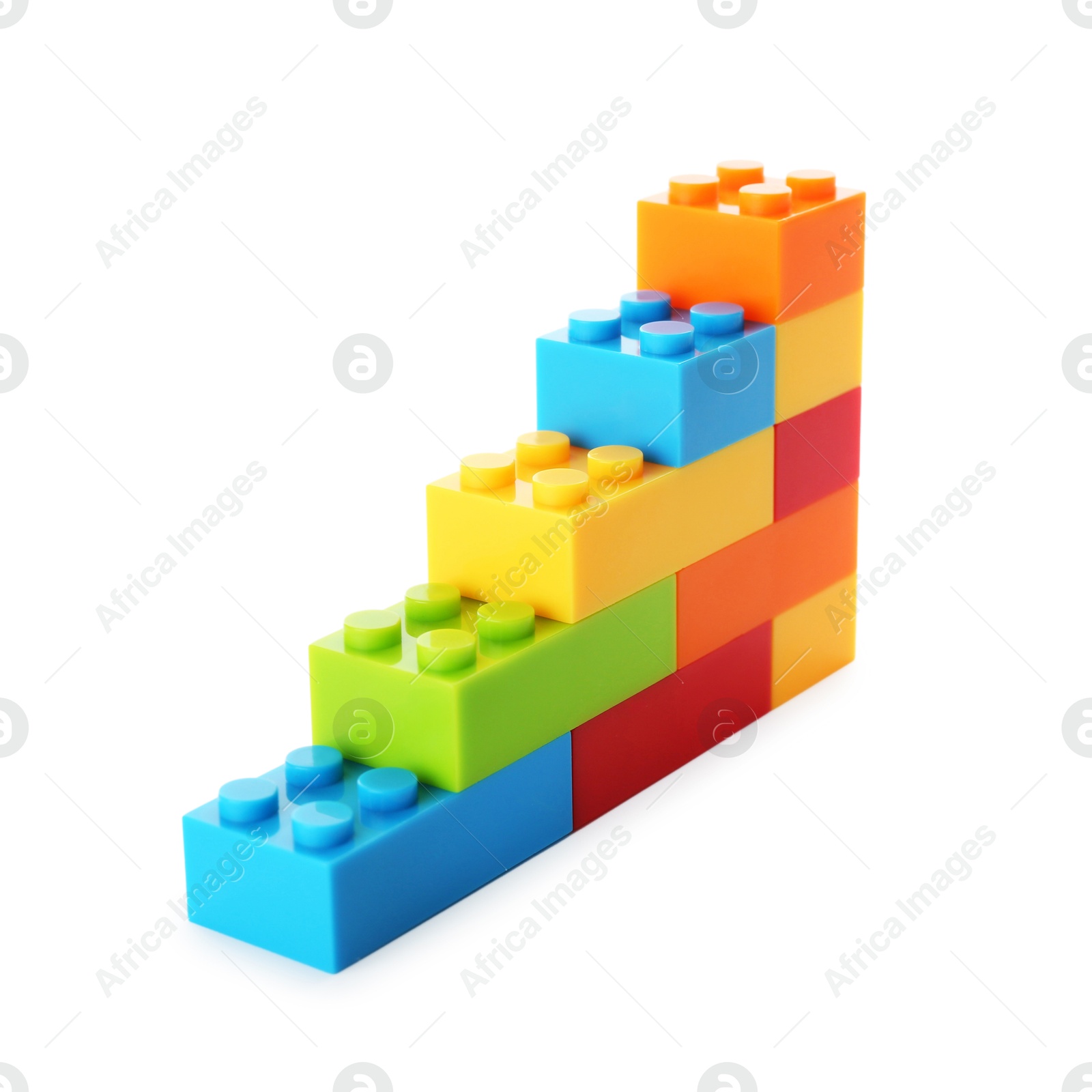 Photo of Construction toy. Figure made with building bricks isolated on white