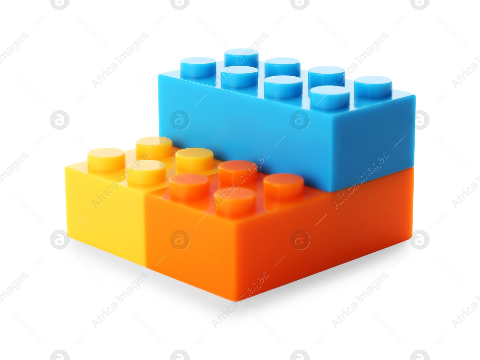 Photo of Construction toy. Figure made with building bricks isolated on white