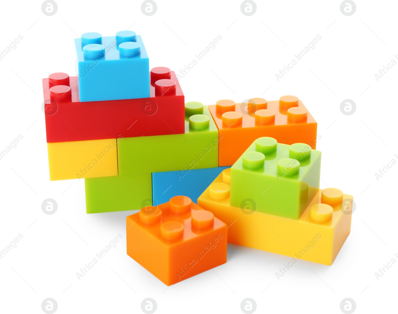 Photo of Construction toy. Colorful building bricks isolated on white