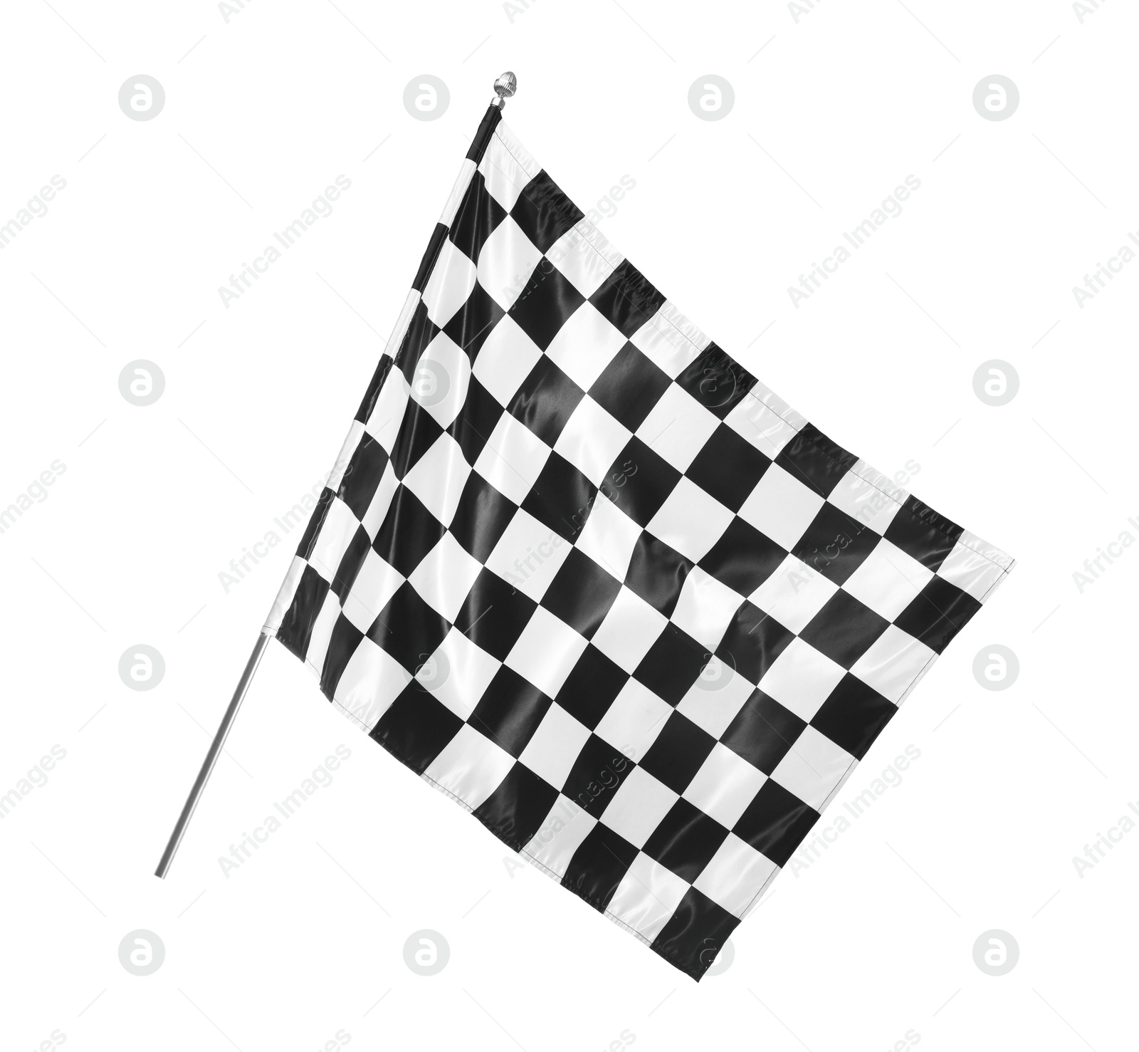 Photo of One racing checkered flag isolated on white