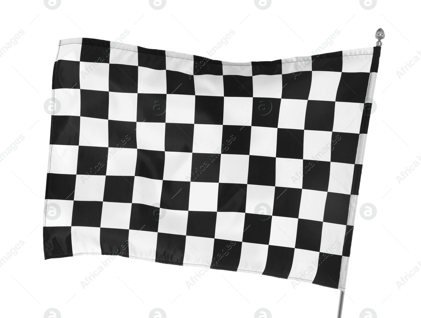 Photo of One racing checkered flag isolated on white