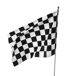 Photo of One racing checkered flag isolated on white